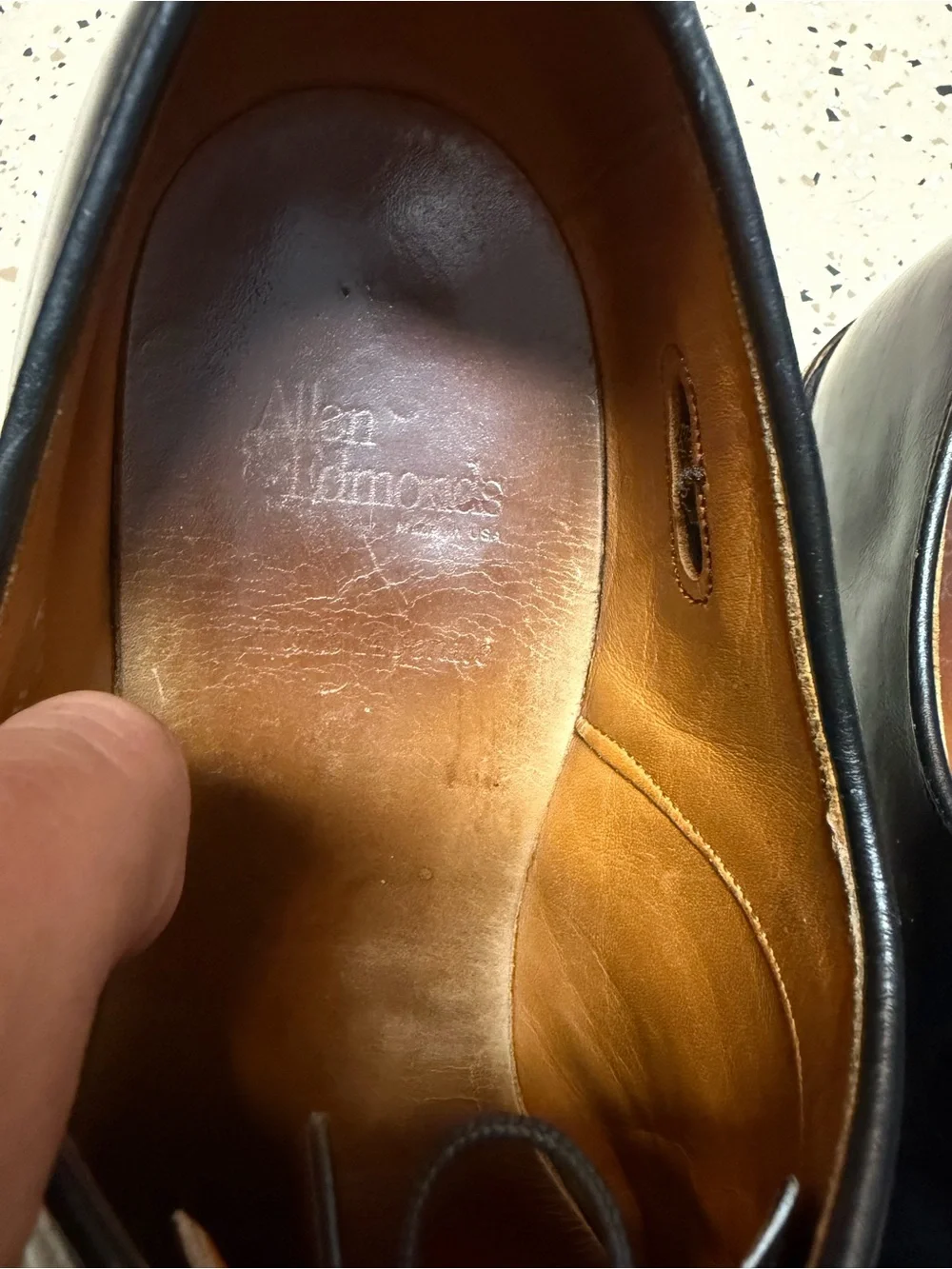 Allen Edmonds Park Avenue size 14D Leather Black Cap-Toe Oxford Dress Shoes